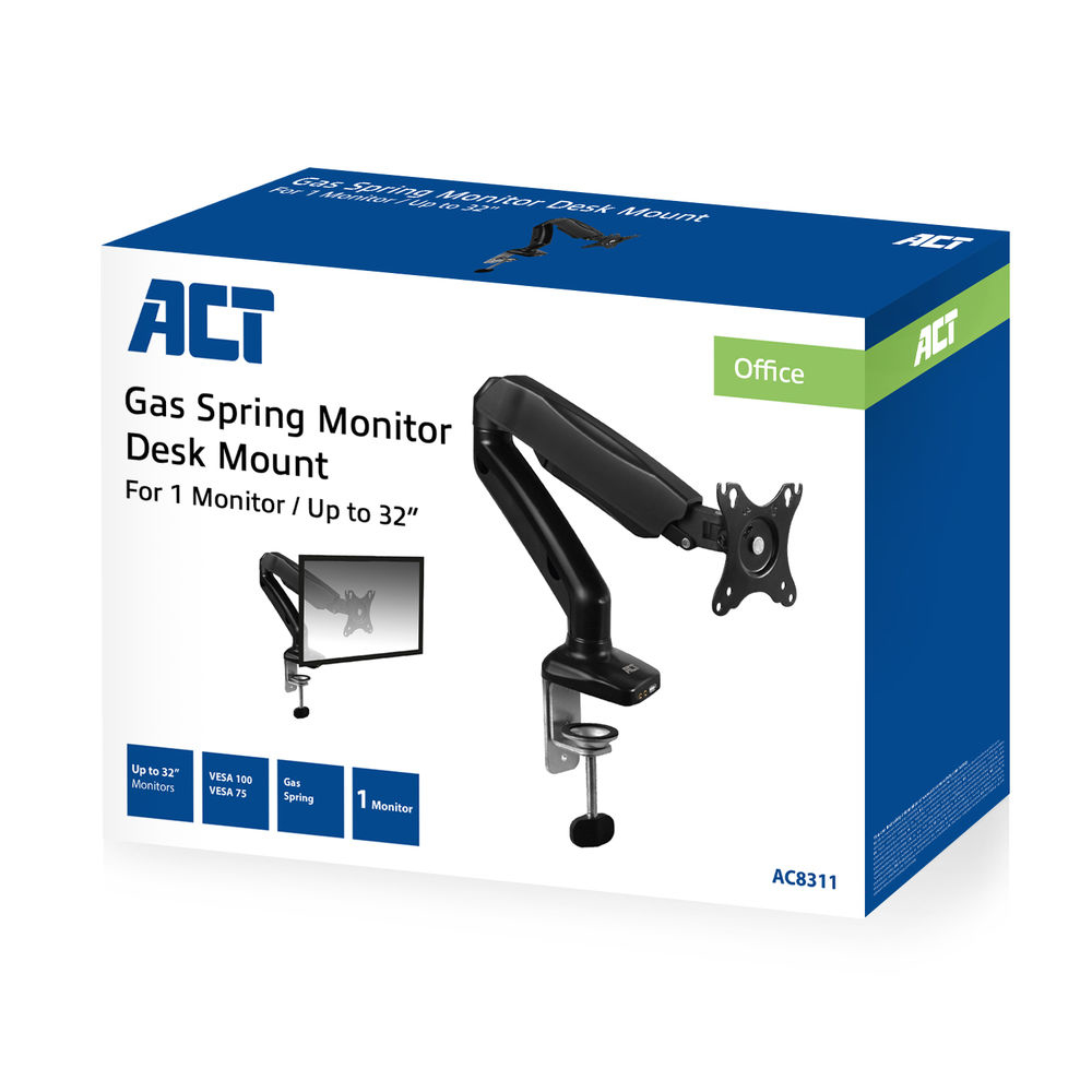 ACT Monitorarm 32" office met gasveer, 1 scherm - Afbeelding 2