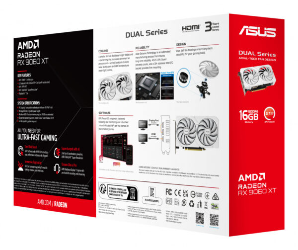 ASUS Dual -RX9060XT-16G-WHITE AMD Radeon RX 9060 XT 16 GB GDDR6 - Afbeelding 17