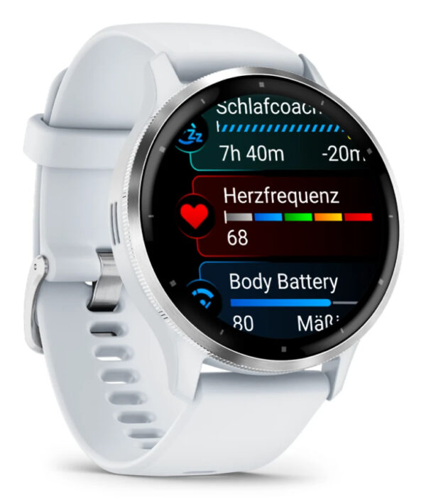 Garmin Venu 3 3,56 cm (1.4") AMOLED 45 mm Digitaal 454 x 454 Pixels Touchscreen Zilver, Wit Wifi GPS - Afbeelding 3
