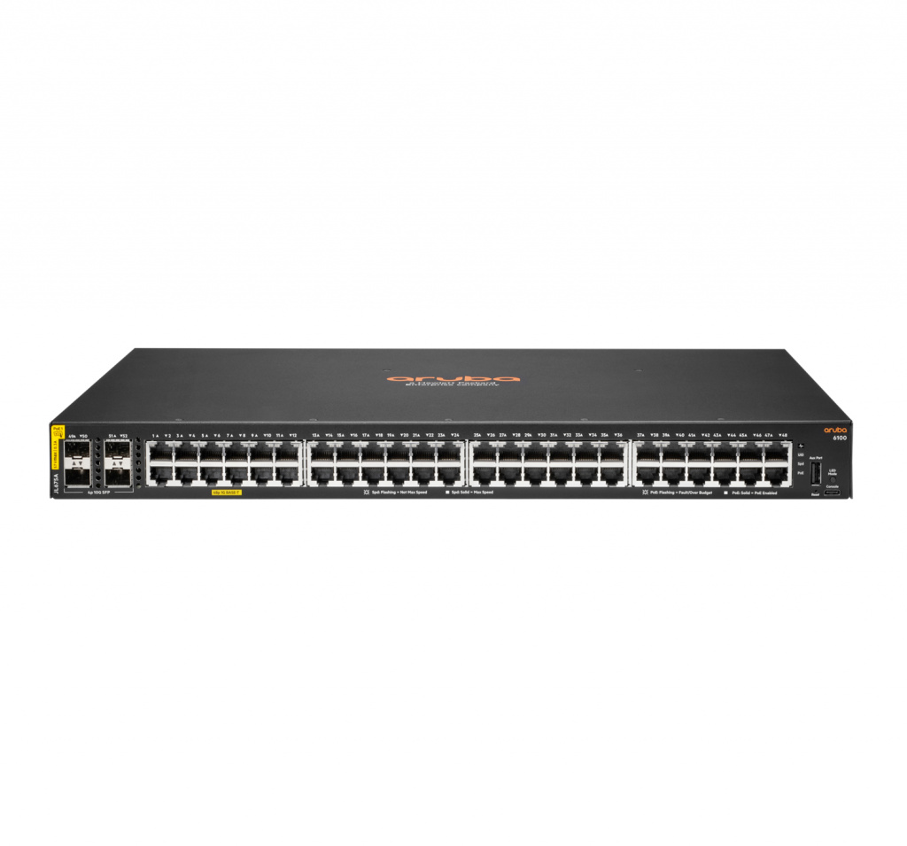 Hewlett Packard Enterprise Aruba 6100 48G Class4 PoE 4SFP+ 370W Managed L3 Gigabit Ethernet (10/100/1000) Power over Ethernet (P