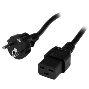 StarTech.com 2m Computer Stroomkabel, 16AWG, EU Schuko naar C19, 16A 250V, Zwart, AC Vervangkabel, Printer Voedingskabel, PC Pow