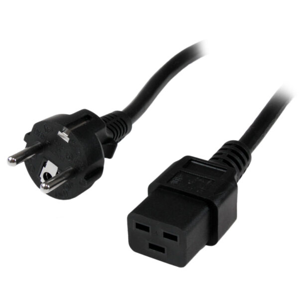 StarTech.com 2m Computer Stroomkabel, 16AWG, EU Schuko naar C19, 16A 250V, Zwart, AC Vervangkabel, Printer Voedingskabel, PC Pow