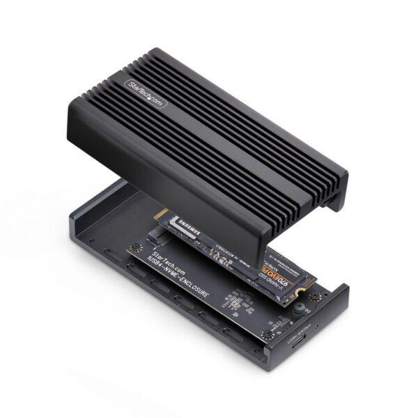 StarTech.com USB4 M.2 NVMe SSD Behuizing, 40Gbps, Externe USB-C / Thunderbolt NVMe SSD Behuizing, Aluminium Heatsink Behuizing, - Afbeelding 4