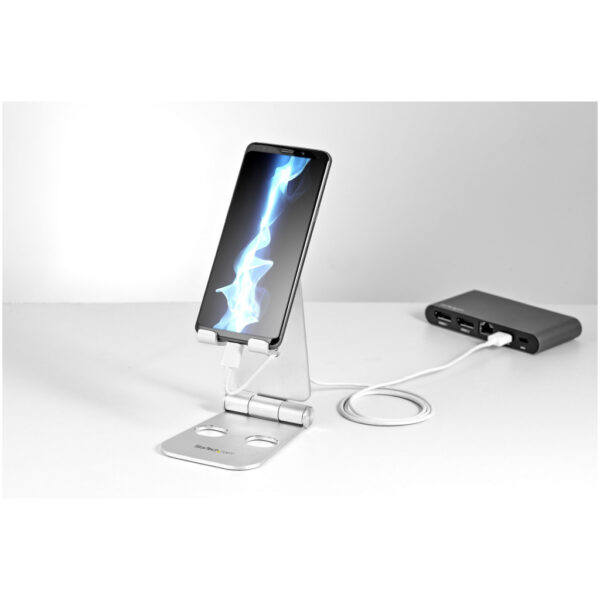 StarTech.com Telefoon en Tablet Steun, Uitklapbare Universele Smartphone- en Tablethouder, Verstelbare Kijkhoek, Ergonomische Bu - Afbeelding 4