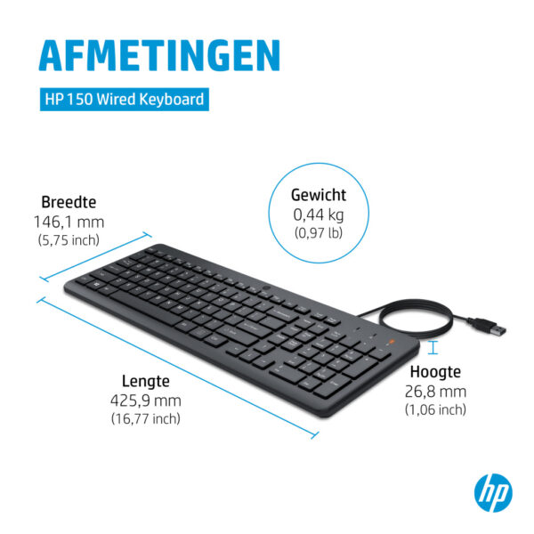 HP 150 Wired Keyboard - Afbeelding 3