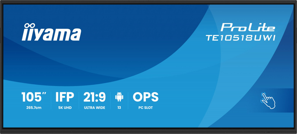 iiyama TE10518UWI-B1AG beeldkrant Digitaal A-kaart 2,66 m (104.6") LED Wifi 450 cd/m² 5K Ultra HD Zwart Touchscreen Type process