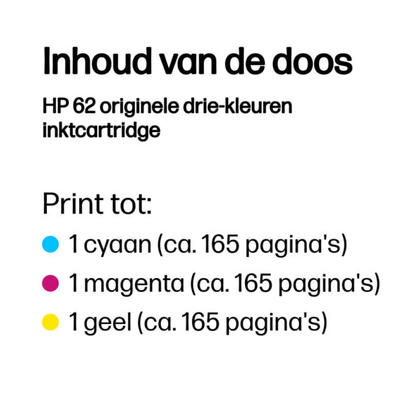 HP 62 originele drie-kleuren inktcartridge - Afbeelding 3