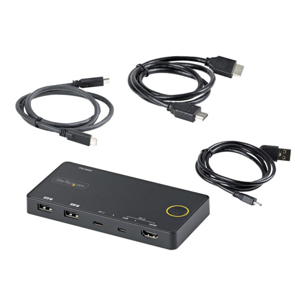 StarTech.com 2 Port Hybride USB-A + HDMI & USB-C KVM Switch - Enkele 4K 60Hz HDMI 2.0 Monitor - Compacte Desktop en/of Laptop HD - Afbeelding 6