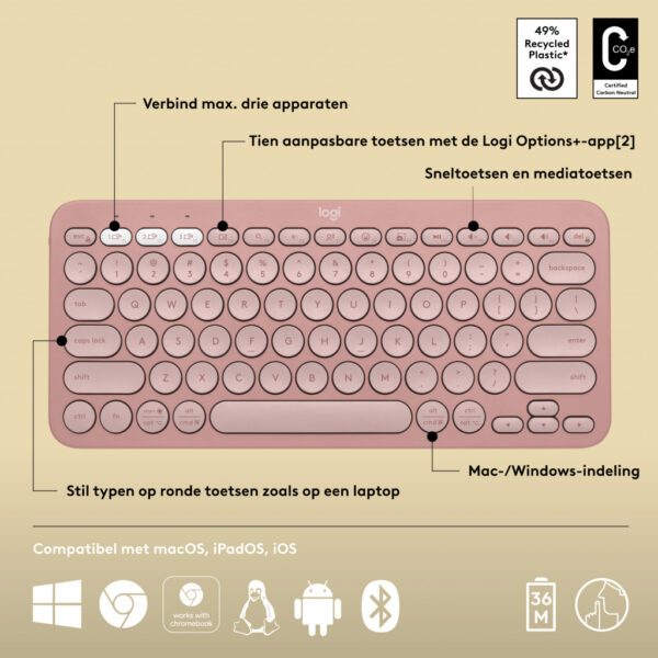 Logitech Pebble Keys 2 K380s - Afbeelding 6
