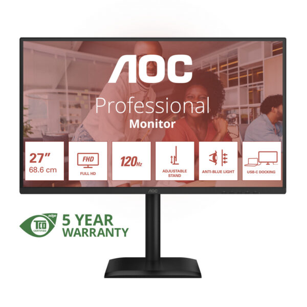 AOC 27E4CV computer monitor 68,6 cm (27") 1920 x 1080 Pixels Full HD LED Zwart - Afbeelding 2