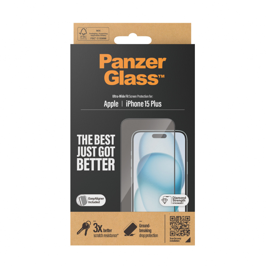 PanzerGlass ® Screen Protector iPhone 15 Plus | Ultra-Wide Fit w. EasyAligner Doorzichtige schermbeschermer Apple 1 stuk(s) - Afbeelding 4