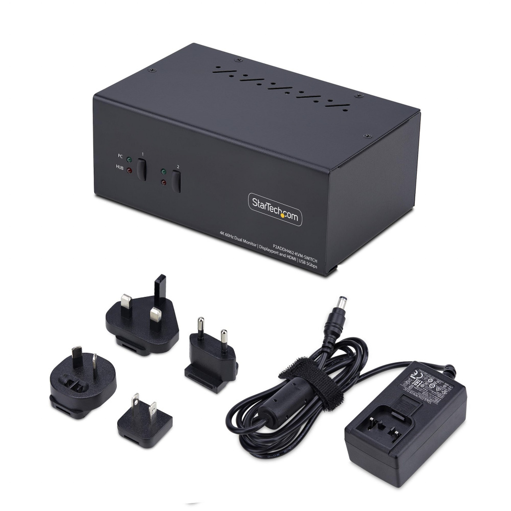 StarTech.com 2-Port Dual-Monitor DisplayPort en HDMI KVM Switch, 4K 60Hz, 1x HDMI & 1x DP Monitor, 2-Port USB Hub, 5Gbps, 2x US - Afbeelding 6