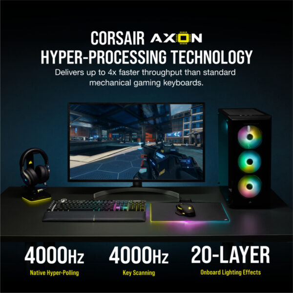 Corsair K100 RGB toetsenbord Gamen USB AZERTY Frans Zwart - Afbeelding 3
