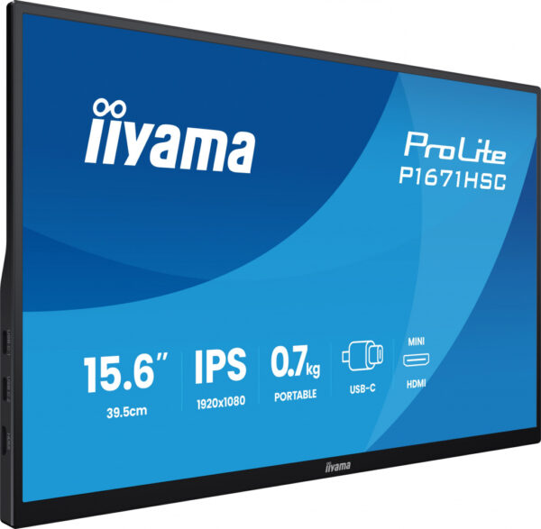 iiyama ProLite P1671HSC-B1 computer monitor 39,6 cm (15.6") 1920 x 1080 Pixels Full HD LED Zwart - Afbeelding 3