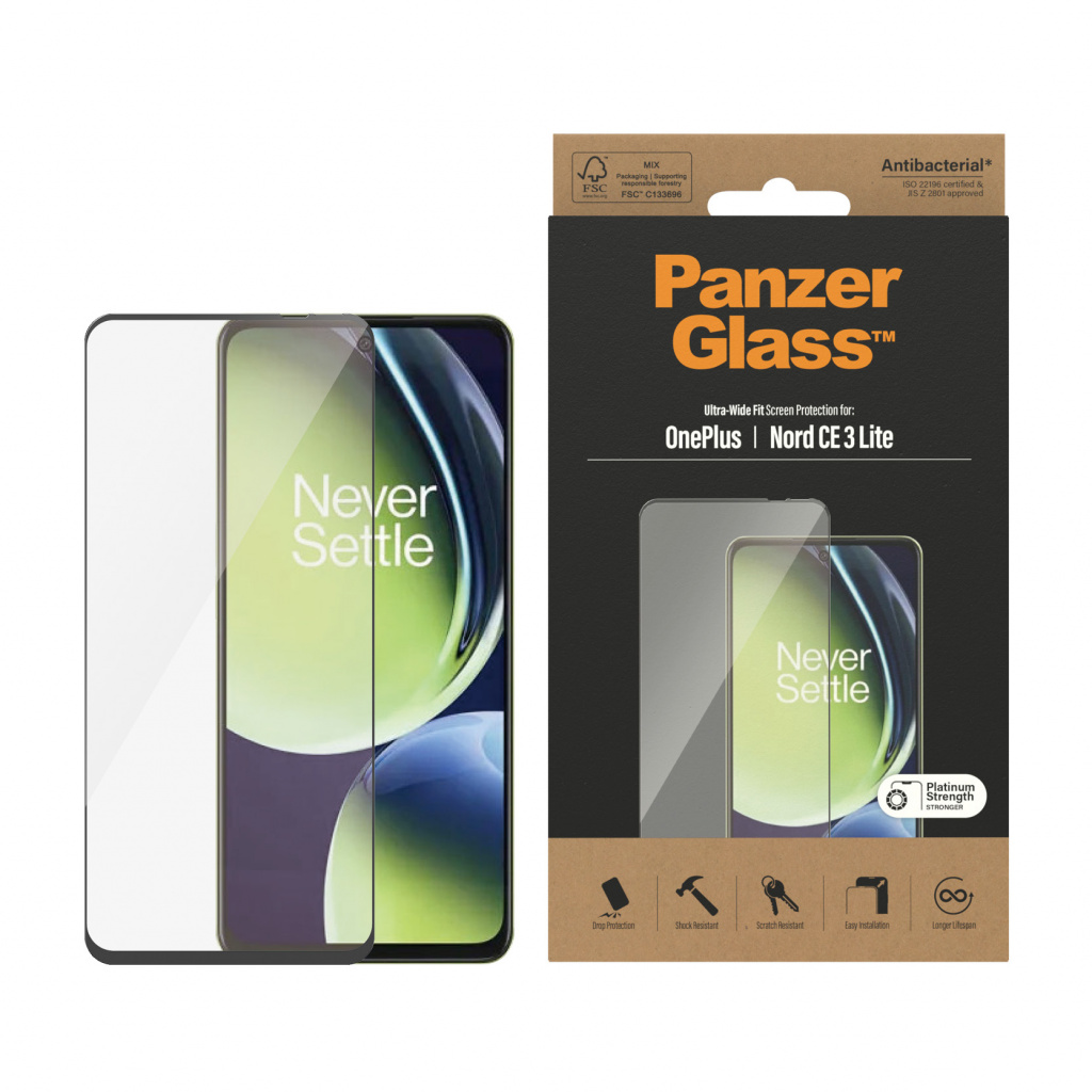 PanzerGlass ® Screen Protector OnePlus Nord CE 3 Lite 5G | Ultra-Wide Fit Doorzichtige schermbeschermer 1 stuk(s) - Afbeelding 2