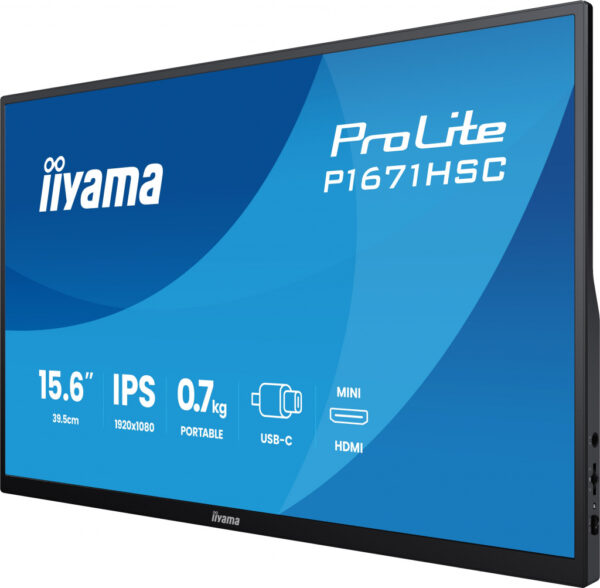 iiyama ProLite P1671HSC-B1 computer monitor 39,6 cm (15.6") 1920 x 1080 Pixels Full HD LED Zwart - Afbeelding 5