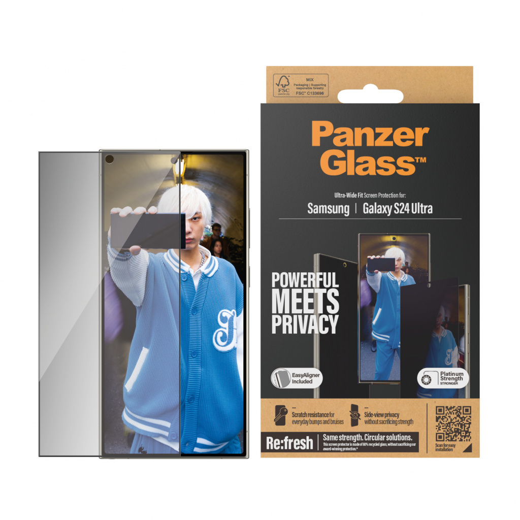 PanzerGlass ® Privacy Screen Protector Samsung Galaxy S24 Ultra | Ultra-Wide Fit w. EasyAligner Doorzichtige schermbeschermer 1 - Afbeelding 2