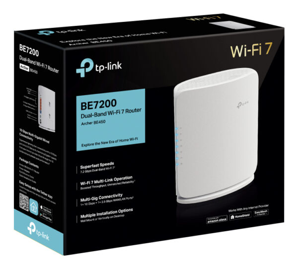 TP-Link Archer BE450 draadloze router Multi-Gigabit Ethernet Dual-band (2.4 GHz / 5 GHz) Wit - Afbeelding 4