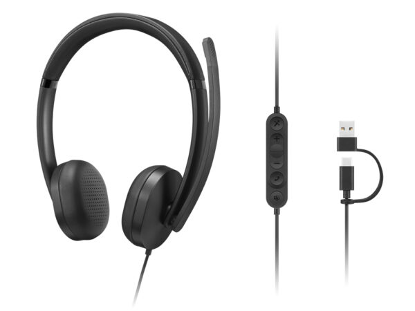 Lenovo VoIP Headset 5000 Bedraad Hoofdband Kantoor/callcenter USB Type-C Zwart - Afbeelding 6