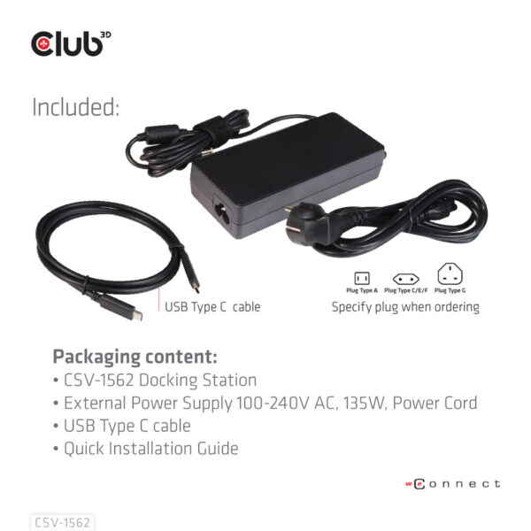 CLUB3D Type-C Universeel (2x 4K60Hz +1x 4K30Hz), oplaad Docking Station 60W DisplayLink® gecertificeerd en DP alt modus - kensin - Afbeelding 16