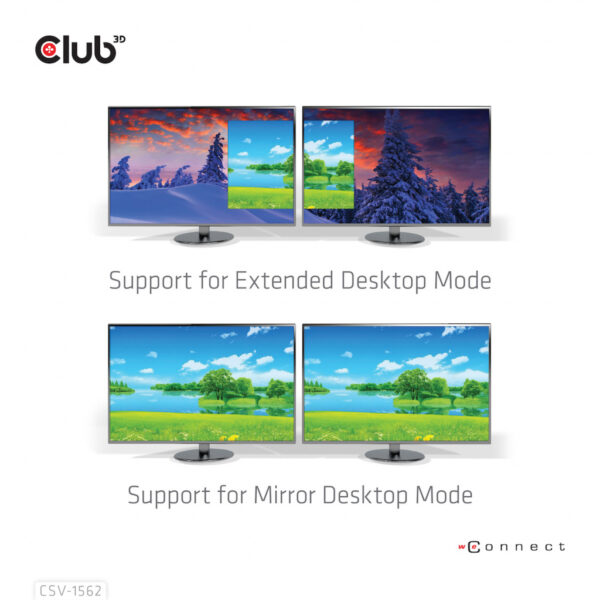 CLUB3D Type-C Universeel (2x 4K60Hz +1x 4K30Hz), oplaad Docking Station 60W DisplayLink® gecertificeerd en DP alt modus - kensin - Afbeelding 13