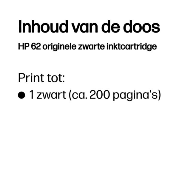 HP 62 originele zwarte inktcartridge - Afbeelding 4