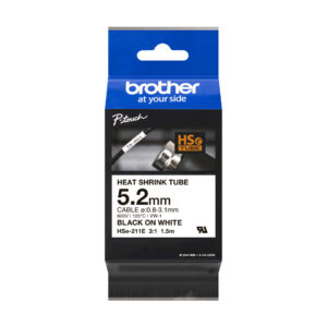 Brother HSE-211E labelprinter-tape Zwart op wit