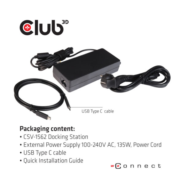 CLUB3D Type-C Universeel (2x 4K60Hz +1x 4K30Hz), oplaad Docking Station 60W DisplayLink® gecertificeerd en DP alt modus - kensin - Afbeelding 8