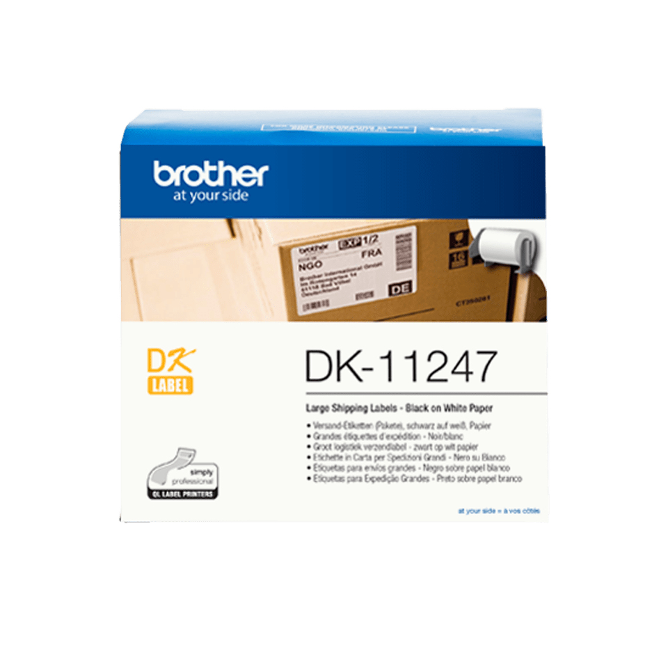 Brother DK-11247 labelprinter-tape Zwart op wit - Afbeelding 2