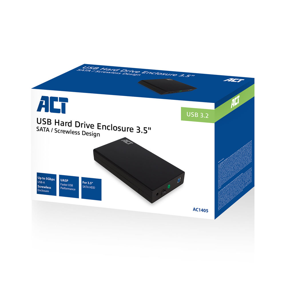 ACT 3,5" SATA harde schijf behuizing, schroefloos, USB 3.2 Gen1 - Afbeelding 6