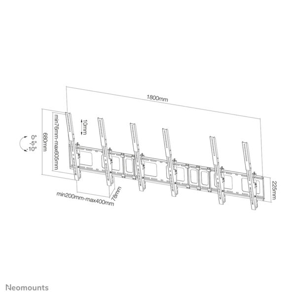 Neomounts NS-WMB300PBLACK Menuboard muurbeugel 40-52" - kantelbaar - portrait - Afbeelding 5