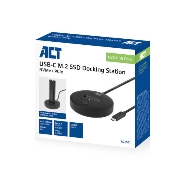 ACT M.2 NVMe/PCIe SSD dockingstation, USB-C 3.2 Gen2 - Afbeelding 3