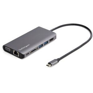StarTech.com USB-C Multiport Adapter - USB-C Travel Dock met 4K HDMI of 1080p VGA - 3x USB 3.0 Hub, SD, GbE, Audio, 100W PD Pass