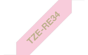 Brother TZE-RE34 labelprinter-tape Goud op roze