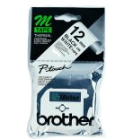 Brother Labelling Tape - 12mm, Black/White, Blister labelprinter-tape M