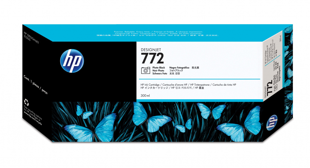 HP 772 zwarte DesignJet fotoinktcartridge, 300 ml