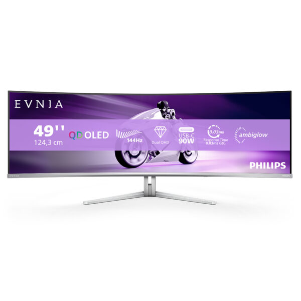 Philips Evnia 8000 49M2C8900L/00 computer monitor 124,2 cm (48.9") 5120 x 1440 Pixels Dual QHD QD-OLED Wit