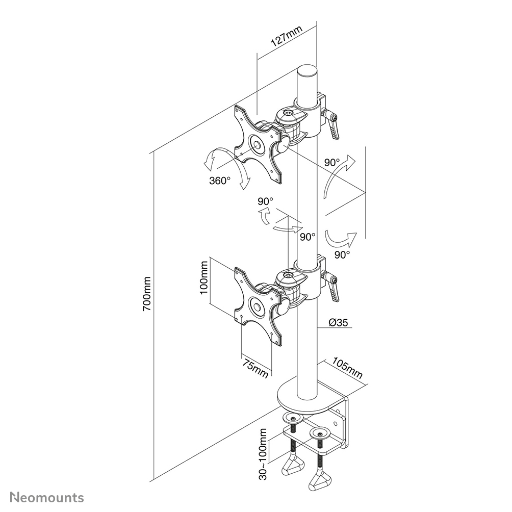 Neomounts FPMA-D700DV Monitorarm 10-27" - Afbeelding 6