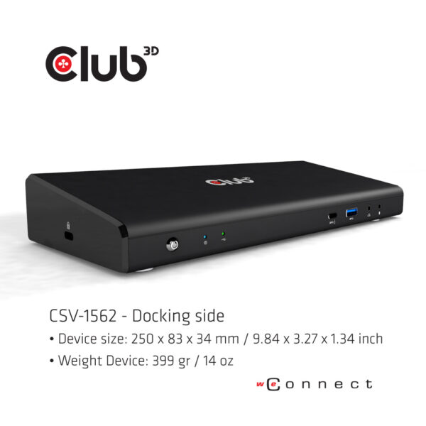 CLUB3D Type-C Universeel (2x 4K60Hz +1x 4K30Hz), oplaad Docking Station 60W DisplayLink® gecertificeerd en DP alt modus - kensin - Afbeelding 4