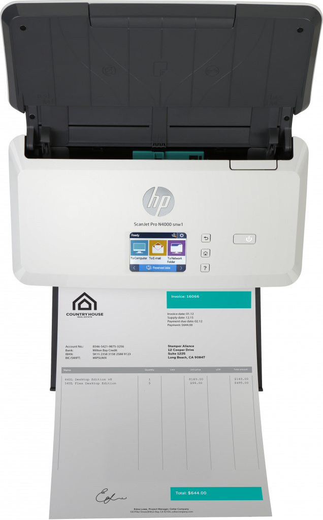 HP ScanJet Pro N4000 snw1 Paginascanner 600 x 600 DPI A4 Zwart, Wit - Afbeelding 4