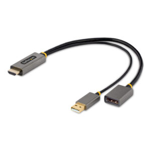 StarTech.com 30cm HDMI naar DisplayPort Adapter Kabel, Actieve 4K 60Hz HDMI 2.0 naar DP 1.2 Converter, HDR, USB Bus Powered, HDM