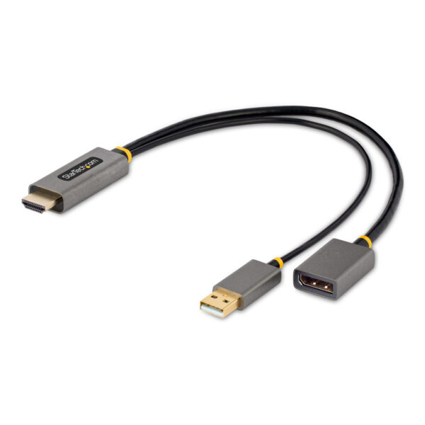 StarTech.com 30cm HDMI naar DisplayPort Adapter Kabel, Actieve 4K 60Hz HDMI 2.0 naar DP 1.2 Converter, HDR, USB Bus Powered, HDM