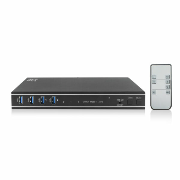 ACT 2-Poorts Dual HDMI 4K@60Hz KVM switch, USB 3.2 Gen1 (USB 3.0)