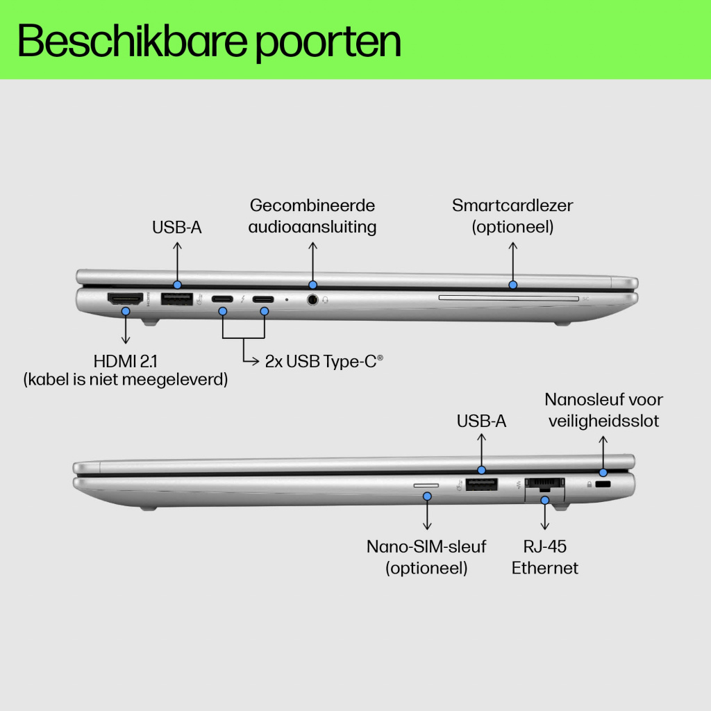 HP ProBook 440 G11 Intel Core Ultra 7 155U Laptop 35,6 cm (14") WUXGA 16 GB DDR5-SDRAM 512 GB SSD Wi-Fi 6E (802.11ax) Windows 11 - Afbeelding 2