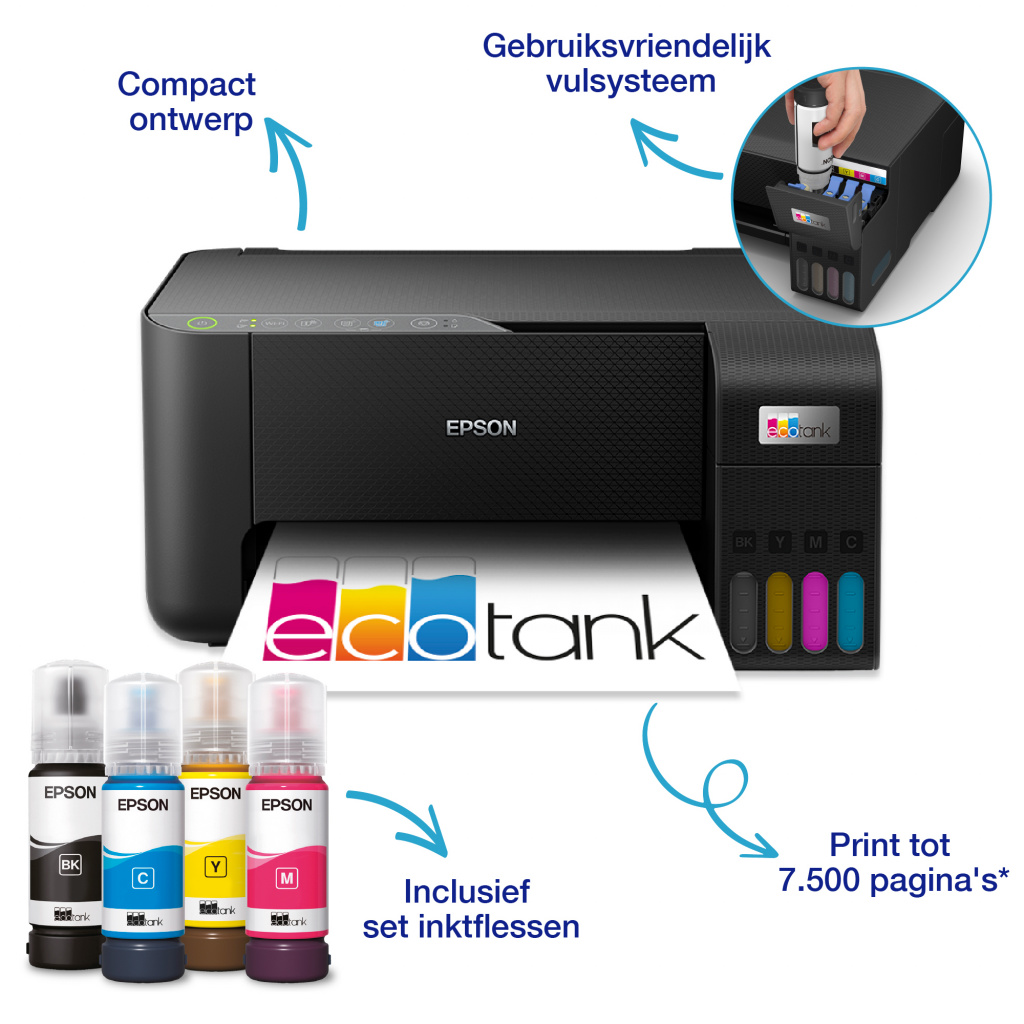 Epson EcoTank ET-2860 A4 multifunctionele Wi-Fi-printer met inkttank, inclusief tot 3 jaar inkt - Afbeelding 11