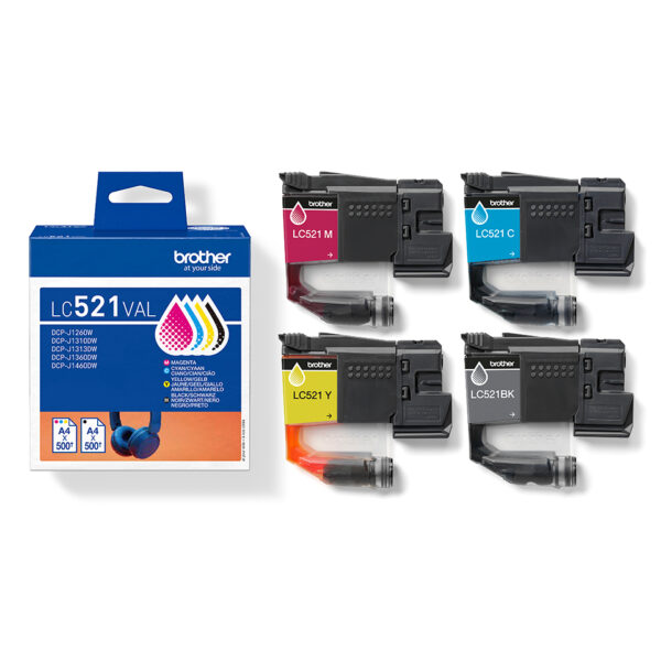 Brother LC521VAL inktcartridge 4 stuk(s) Origineel Zwart, Cyaan, Magenta, Geel - Afbeelding 3