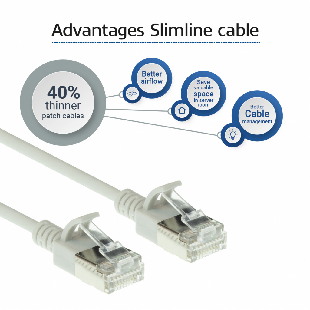 ACT Grijze 2 meter LSZH U/FTP CAT6A datacenter slimline patchkabel snagless met RJ45 connectoren - Afbeelding 4