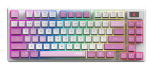 MSI FORGE GK600 TKL WIRELESS VIOLET toetsenbord Gamen USB + Bluetooth QWERTY Brits Engels Roze, Violet, Wit