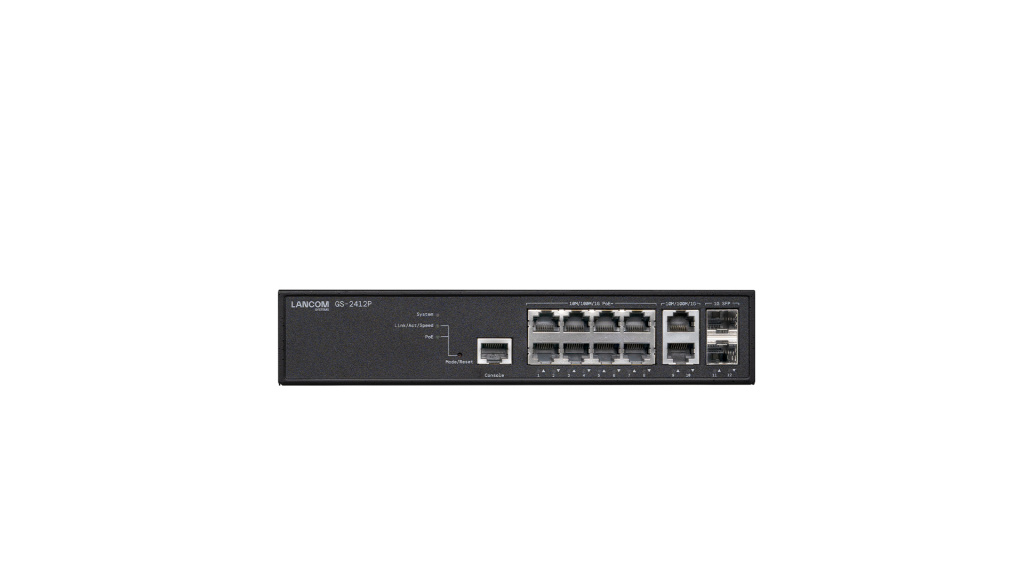 GS-2412P Managed L2+ Gigabit Ethernet (10/100/1000) Power over Ethernet (PoE) Zwart