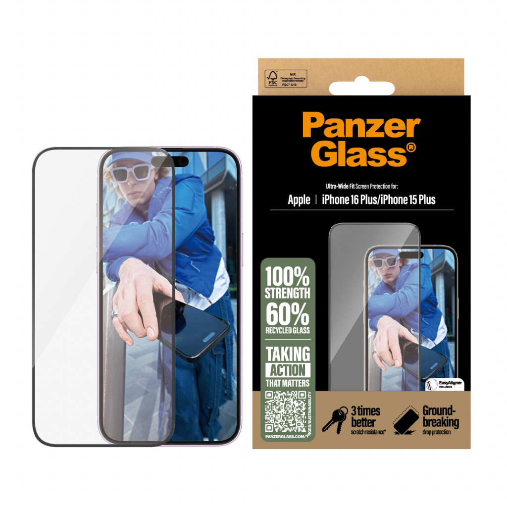 Panzerglass Gehard Glas Edge To Edge Screenprotector iPhone 16 Plus - Afbeelding 3